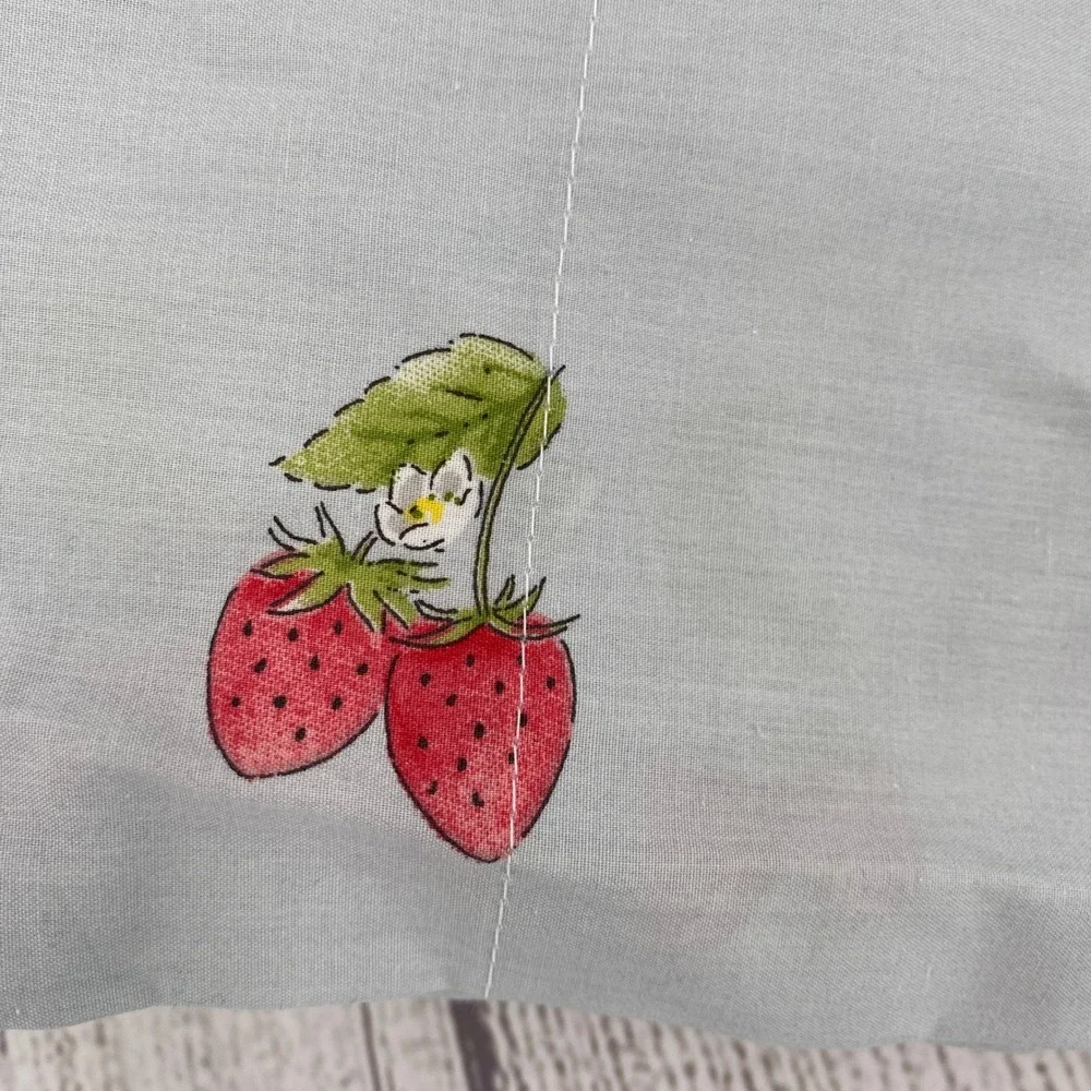 Sophie Allport Flat Sheet and Pillowcase Twin Blue Strawberry Floral 100% Cotton